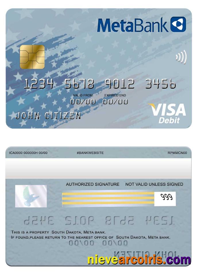 USA South Dakota, Metabank, visa card